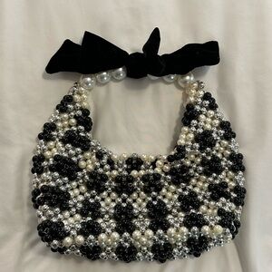 Target Pearl and Black Beaded Mini Bag